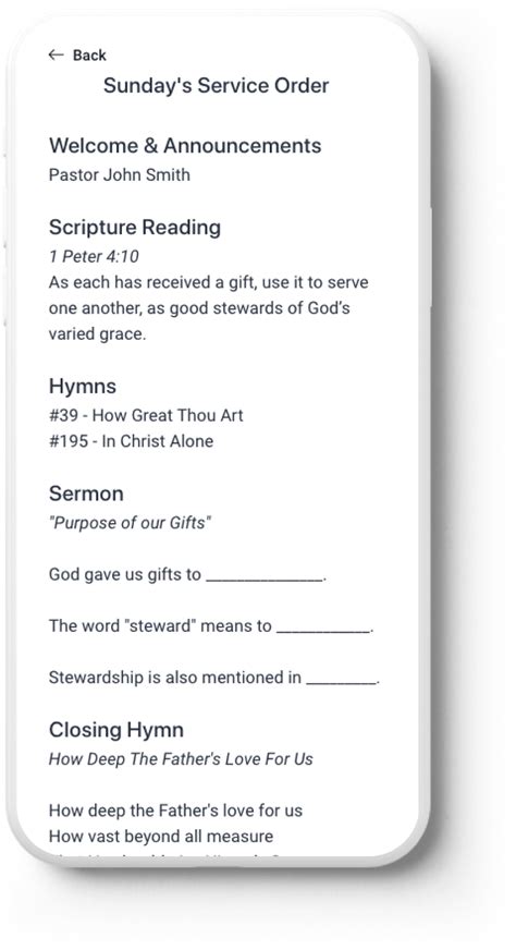 sunday bulletin order of service.